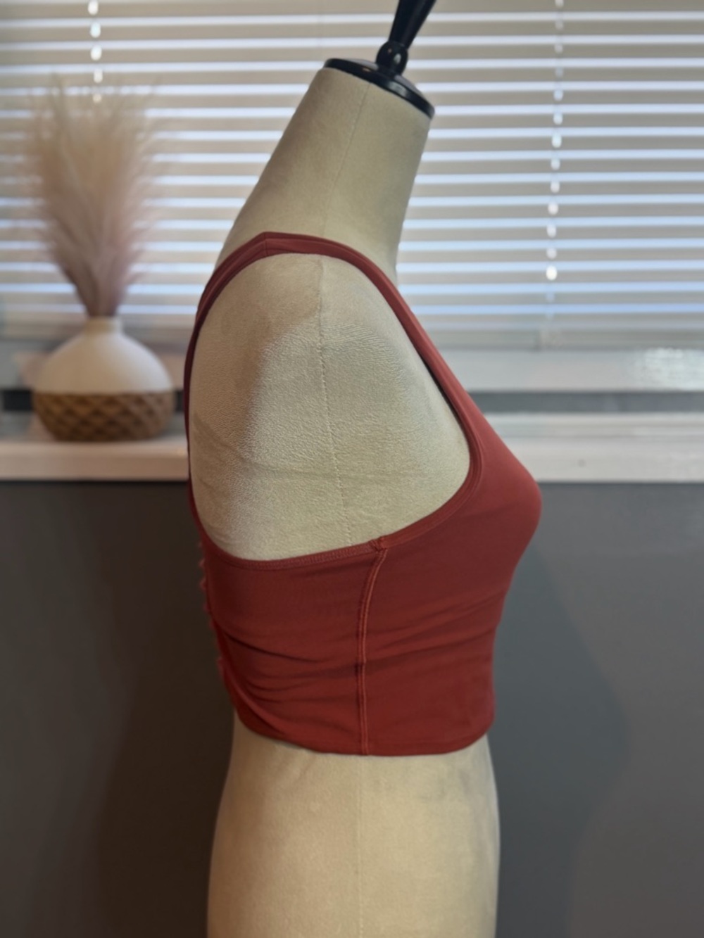 Athleta Rust-Orange Cropped Mesh-Panel Tank - Picture 3 of 5